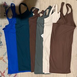 Ribbed Tank Top - Blue, Teal, Brown, Olive, Cream (Pack)
